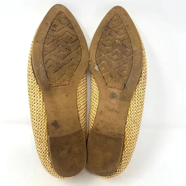 Zodiac Hill Natural Beige Raffia Woven Slip On Pointed Toe Loafers Size 8 - Image 6
