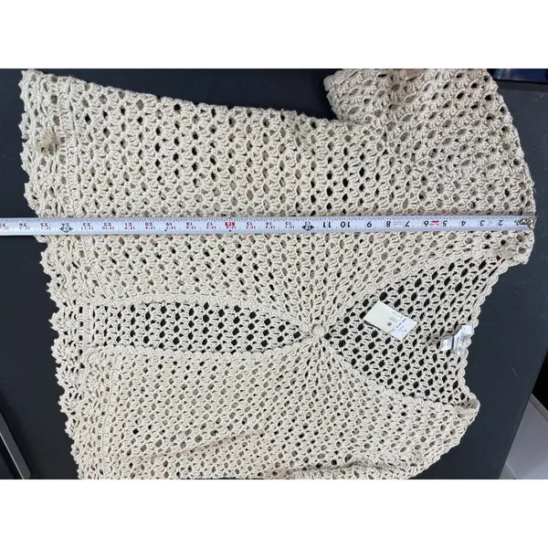 VTG CJ Bank Beige Open Knit Hand Crochet 2X Top NWT Beachy Coastal READ - Image 9