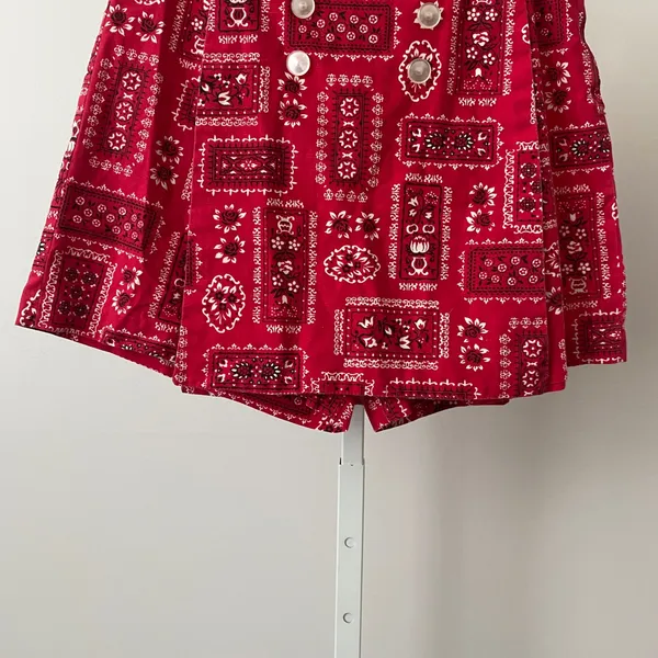 VTG Cotton Bandana Boho Cowgirl Western Red Skort 24 Red - Image 3
