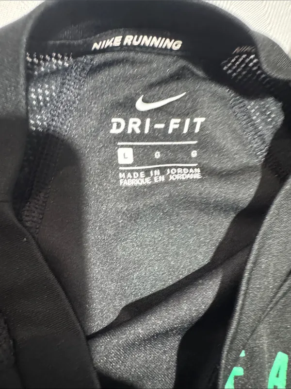 Nike Black Dri-Fit Running Tee with Green Accent - Image 2