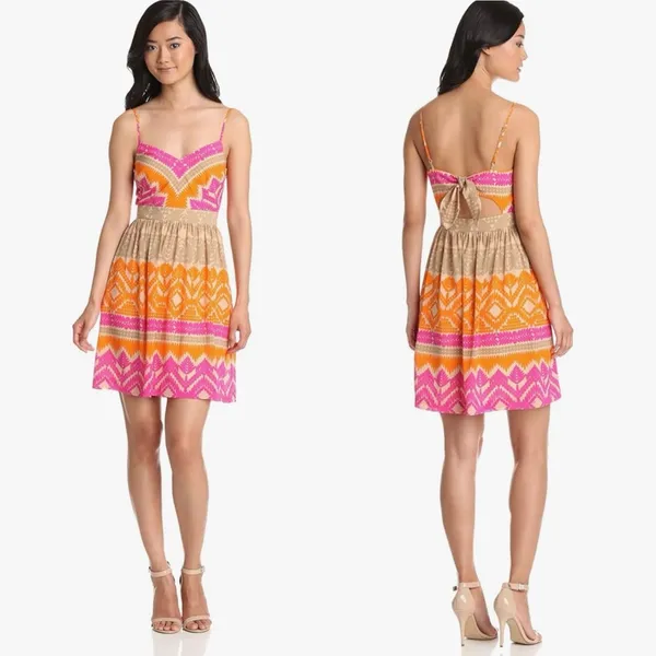 Trina Turk Gypsum Cut-Out Stretch Silk Lined Mini‎ Dress in Cactus Flower Size 6 - Image 2