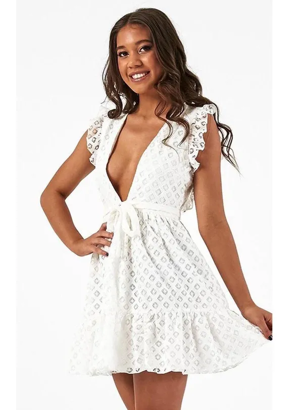 Showpo Only Lovers Left White Lace Dress size 4 - Image 2