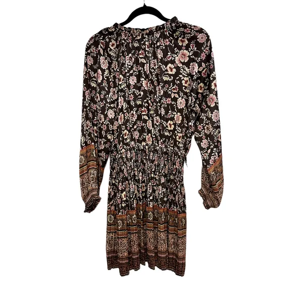 Anthropologie Current Air Alyce Brown Floral Mini Dress - Image 4