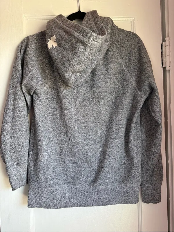 Roots Original Salt & Pepper Full Zip Hoodie Gray Small Organic Cotton - Image 6
