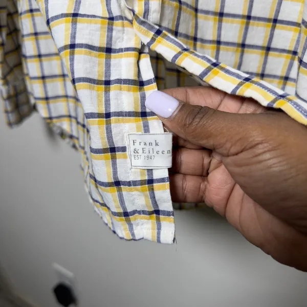 Frank‎ & Eileen Women Eileen Button Front Shirt Small Yellow Gingham Plaid Relax - Image 8