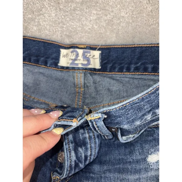 We The Free people Micro Shorts Womens 25 Blue Cut Off Fringe Button Fly - Image 4