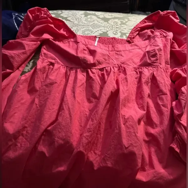 FREE PEOPLE Lindsay Babydoll Dress in Bella Rosa Red Size L New w/ Tag MSRP $138 - Image 5