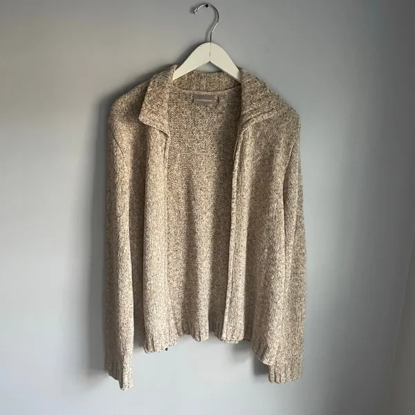 Croft & Barrow Y2K Cream Beige Chenille Sweater Knit‎ Zip Up Cozy Heritage XL - Image 2