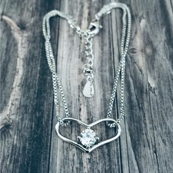 Zirconia Heart Bracelet Silver - Image 3