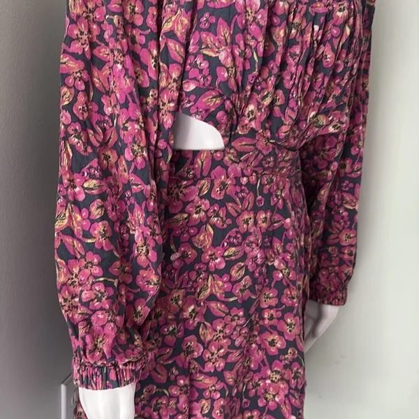 Free People Jeal Bohemian Floral Cutout Dress Pink Long Sleeve Dress Medium - Image 6