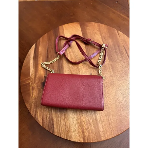 Stella & Max Red Leather Crossbody, Clutch, Wallet Purse Removable Strap - Image 10