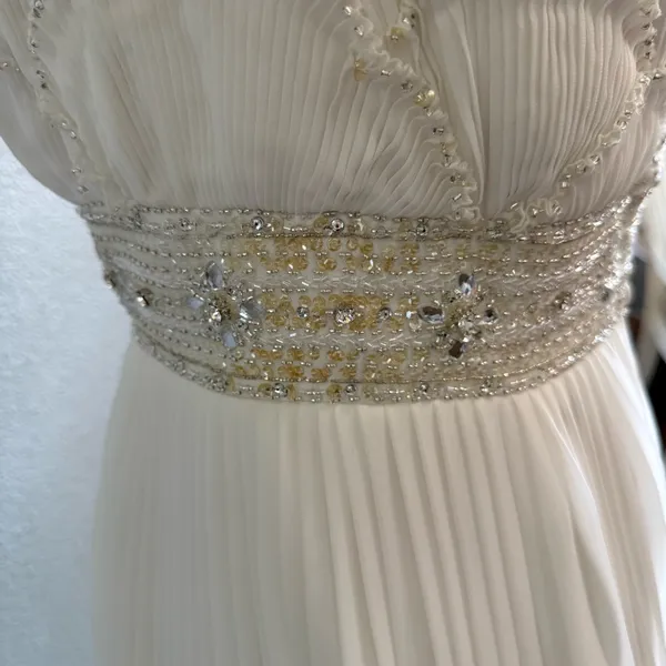 Jasmine Couture Strapless‎ Wedding Dress Pleated Skirt Size 8 Sequins Beaded - Image 11