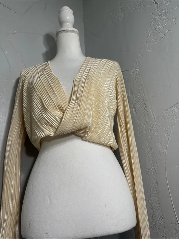 12th Tribe Cream Cropped Wrap Top - Image 7
