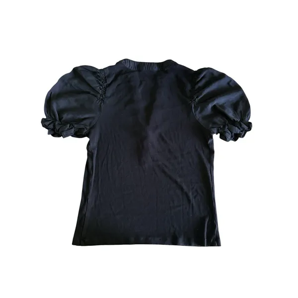 Tuckernuck Pomander Place Livia Top Small Black Henley Puff Sleeve Knit Ribbed - Image 5