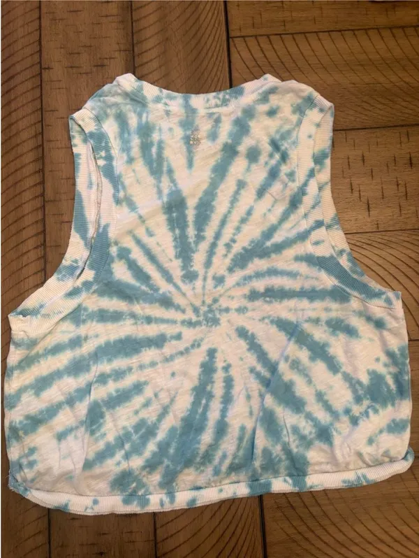 Free People Movement Blue Tie Dye Tank Top - Image 3