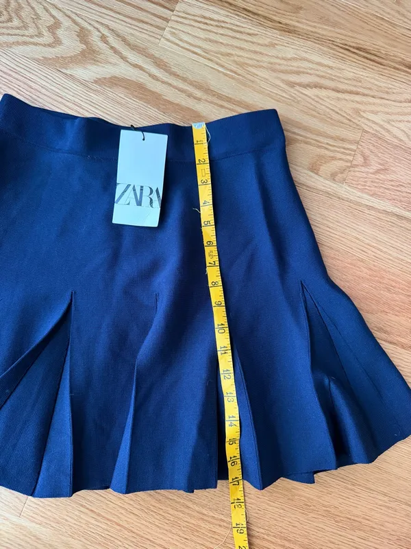 Zara Navy Pleated Mini Skirt Size M NWT Preppy Tennis Schoolgirl - Image 3