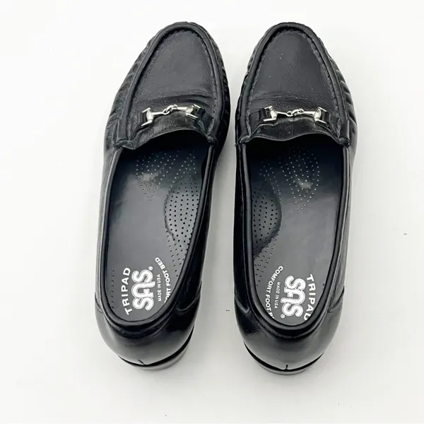 SAS Metro Tripad Black Leather Horsebit Slip On Comfort Footbed Shoes 7 Casual - Image 5