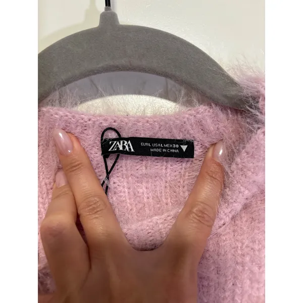 Zara Womens Pink Fuzzy Sleeveless Sweater Vest Size L Soft Knit Y2K Layering Top - Image 4