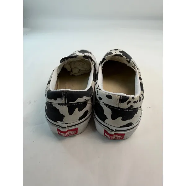 Vans Classic Slip-On Cow Print Black White Canvas Sneakers Womens 8.5 Mens 7 - Image 4