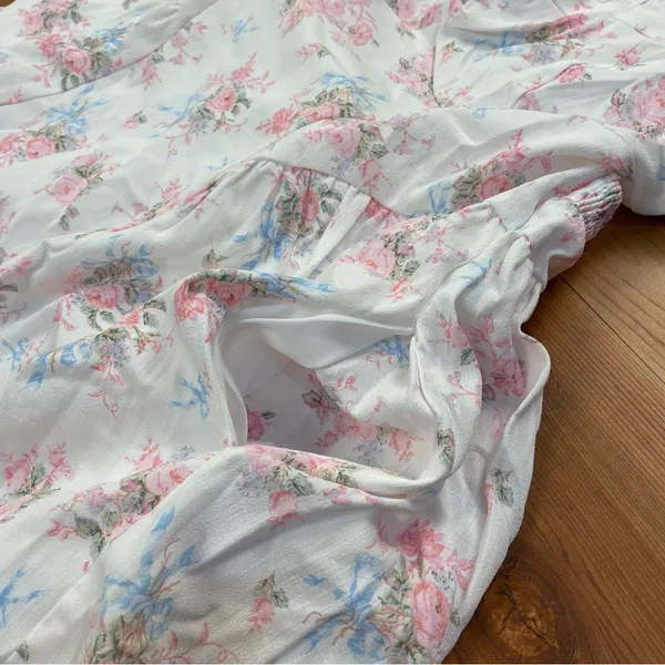 Altar'd State Floral Corset Milkmaid Mini Dress Lined White Pink Blue XL NWT - Image 12