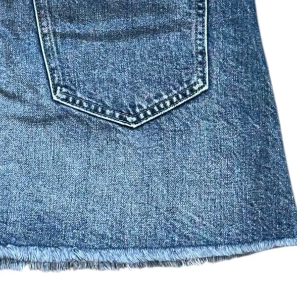 We The Free People‎ Zip It Up Mini Denim Skirt Size 29 Raw Hem Cotton Summer - Image 4