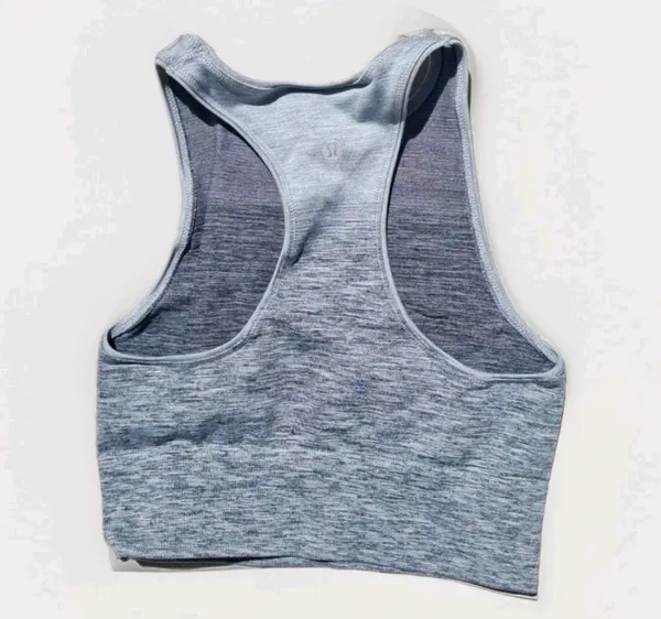 Lululemon Seamless Crop Tank Sports Bra Heather Grey High Neck Racerback Cropped - Image 2