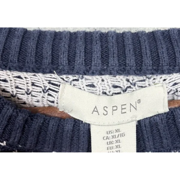 Aspen Womens Sweater XL Navy Blue‎ Bear Snowflake Fair Isle Ugly Christmas - Image 5