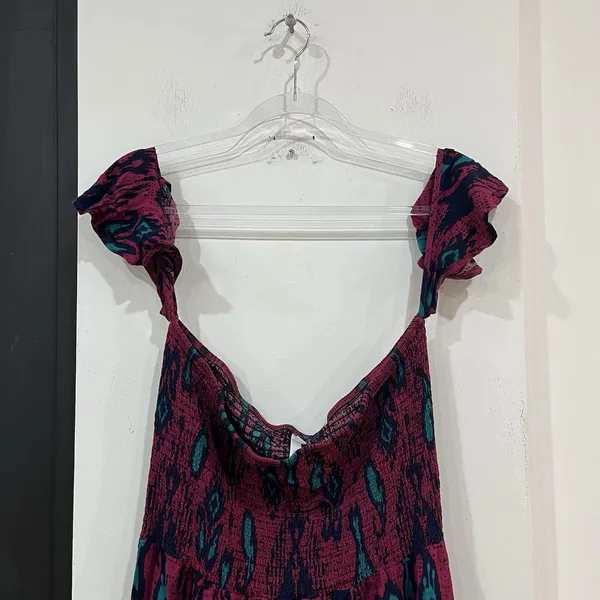 Xhilaration Smocked Off The Shoulder Maxi Dress Size XL Hi Lo Pattern - Image 2