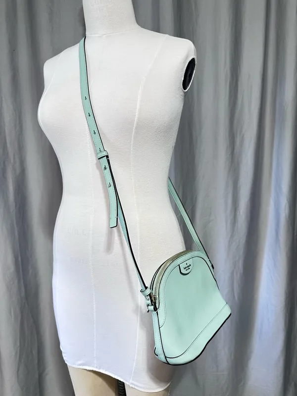 Kate Spade Perry Mint Green Saffiano Leather Small Dome Crossbody Purse Classic - Image 12