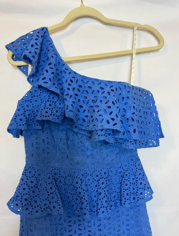 Lilly Pulitzer Dress Josey Eyelet White Cotton Ruffle One-Shoulder - Image 4