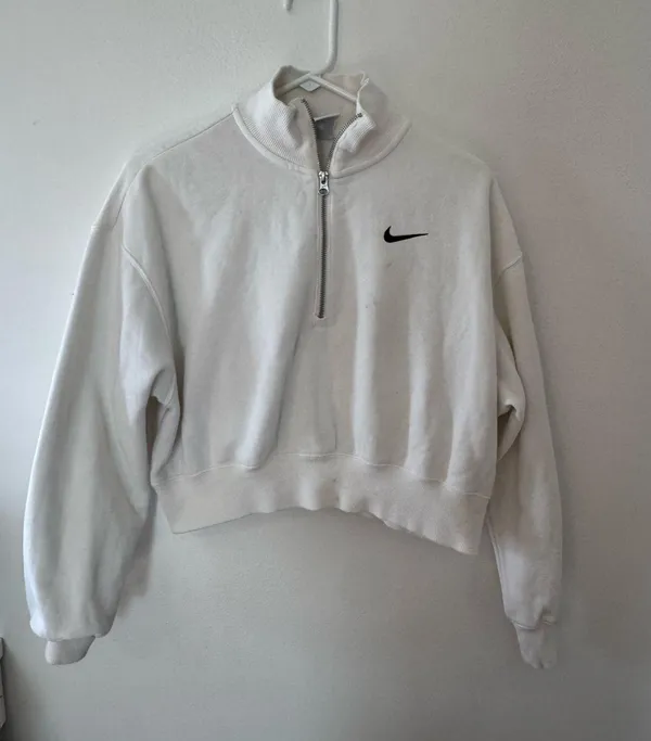 White Cropped Nike Quarter-Zip - Image 2