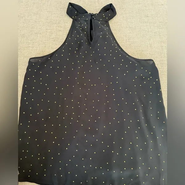 Inc back and gold stud halter cross neck top L Black Size L - Image 2