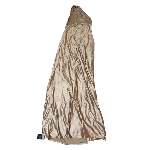 NWT OYS Size Medium Shallow Apricot Tan One Shoulder Satin Ruched Bodycon Maxi - Image 4