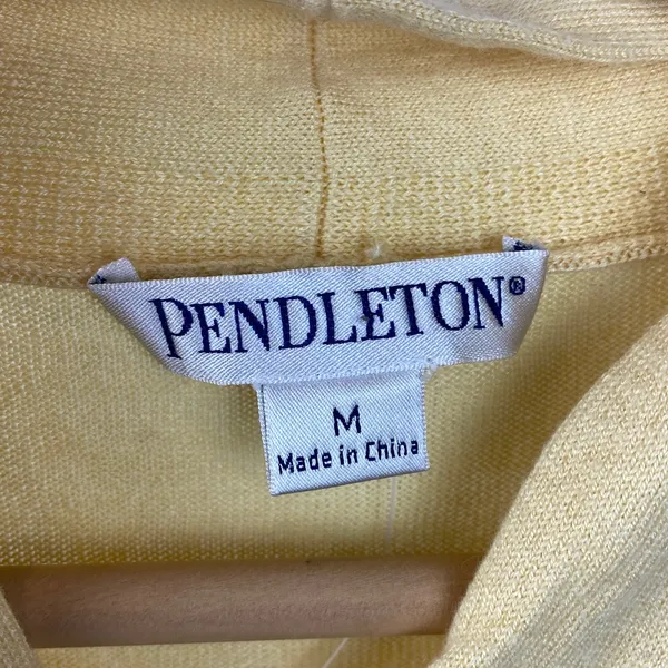 Pendleton Silk & Cashmere Blend Yellow Long Sleeve V Neck Sweater M - Image 4