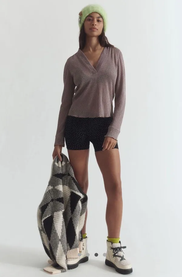 Anthropologie Daily Practice Sheer Metallic Long Sleeve - Image 2