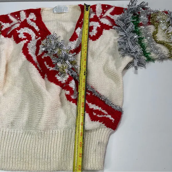 Vtg Sideffects Crafty Ugly Christmas Sweater Contest Tacky Heavy Knit Women LG - Image 2