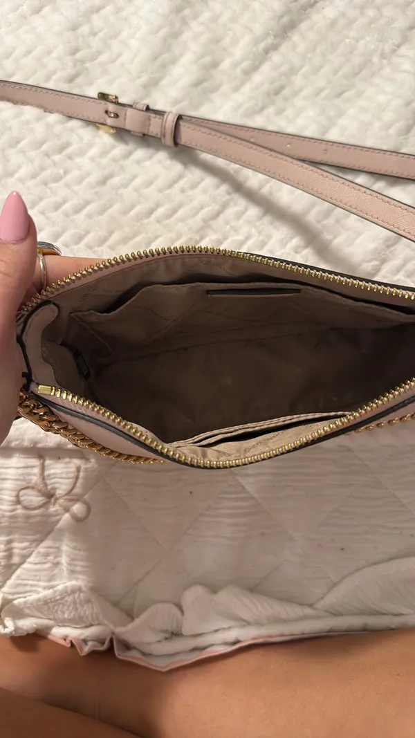 Pink Michael Kors Crossbody Purse with gold chain - Image 2