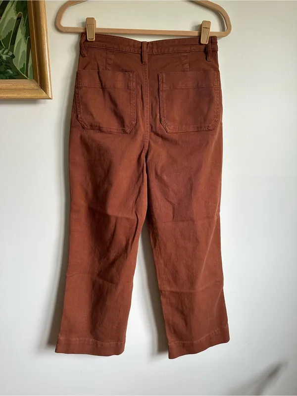 Quince Stretch Cotton Twill Wide Legs Jeans Womens 26 Rust Brown - Image 7