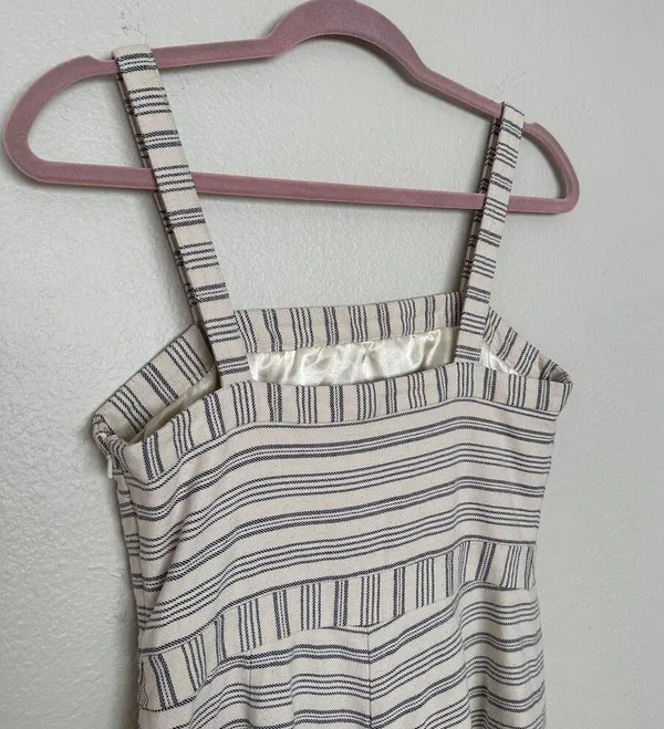 Anthropologie Paper Crown Womens S Romper Lined Shorts Zipper Jumper Cream Navy - Image 11