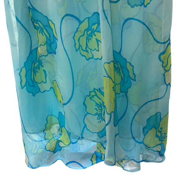 CATO Faux Wrap Midi Skirt Boho Artsy Fairy Chiffon Blue Flowing Floral SZ 18-20 - Image 5