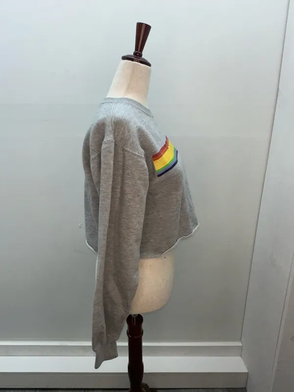 Brandy Melville John Galt Crop Sweatshirt Pacific City Rainbow - Image 2