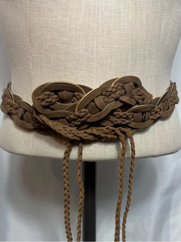 Western boho Woven Braided Waist Belt - Brown NWOT - Image 4
