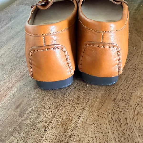 Michael Kors Fulton Loafers Womens 7.5 Tan Leather Studded Logo Preppy Moccasin - Image 5