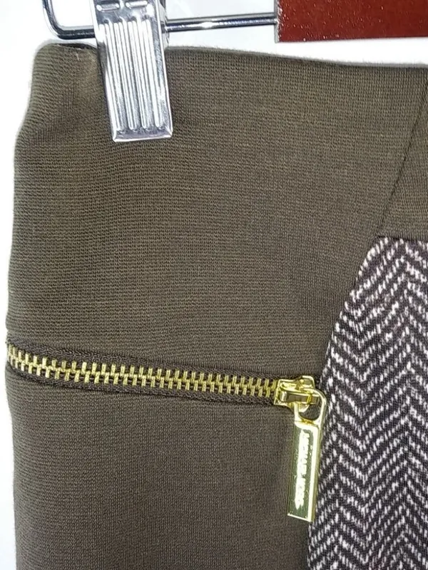 Michael Kors 6 Brown Gold Herringbone Pencil Skirt - Image 2