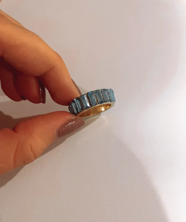 Baby Blue Gold Plated Gem Ring - Image 3