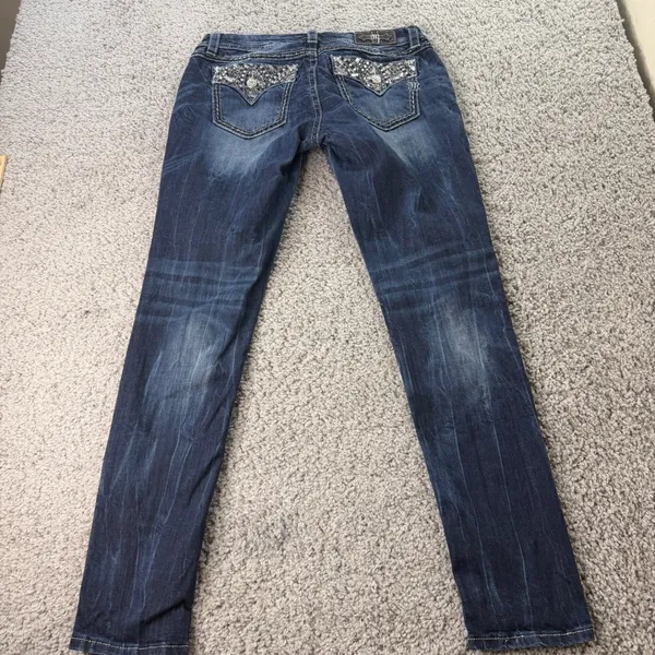 Miss Me Signature Skinny Jeans Dark Wash Embellished JE7213S2L Size 32 - Image 10