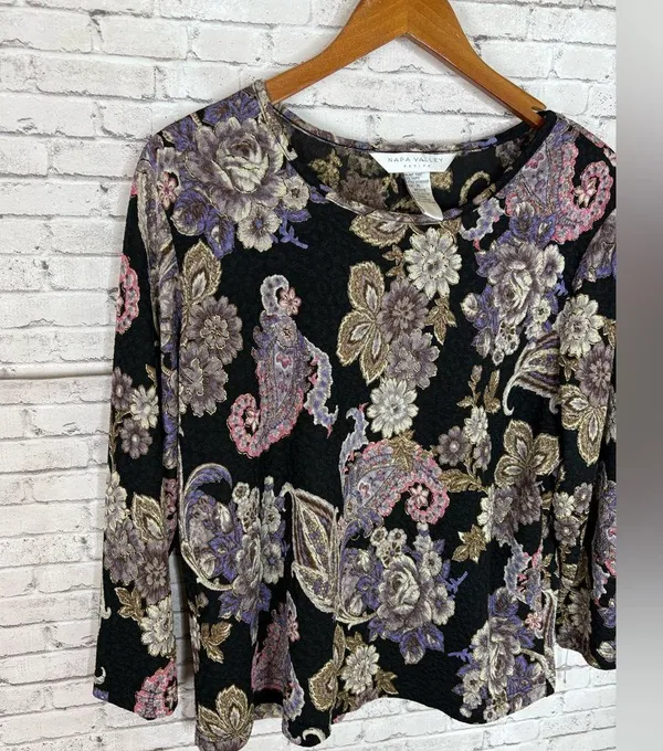 Vintage Dark Bohemian Paisley Sheer Long Sleeve Top - Image 3