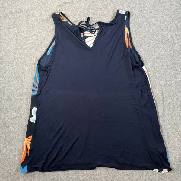LOFT OUTLET Women's Large Floral Leaf Print Sleeveless Tie Back Tank Top - Image 8