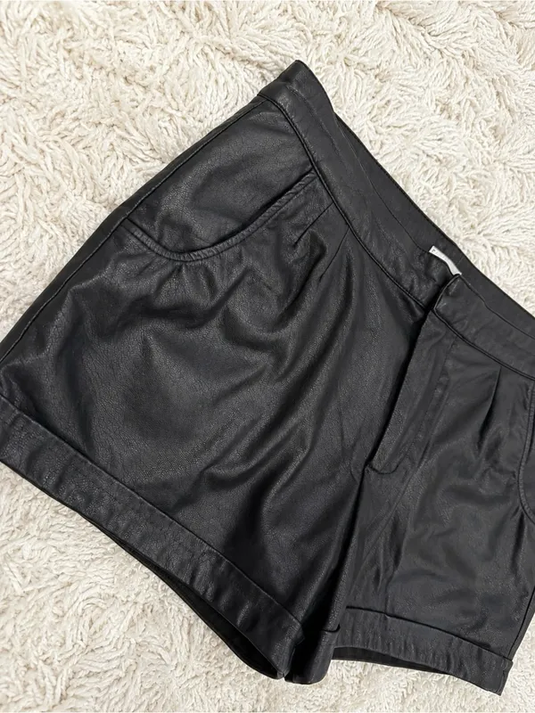 Willow & Clay Black High-Waist Faux Leather Shorts - Image 4