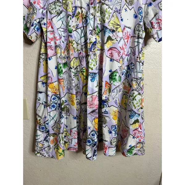 Anthropologie Pollie Short-Sleeve Swing Tunic Mini Dress Shattered Porcelain M - Image 9